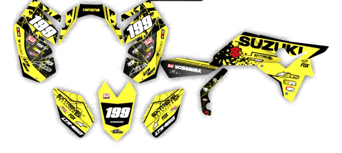 Kit adhesivos recubrimiento completo Yoshimura Suzuki LTR 450 amarillo