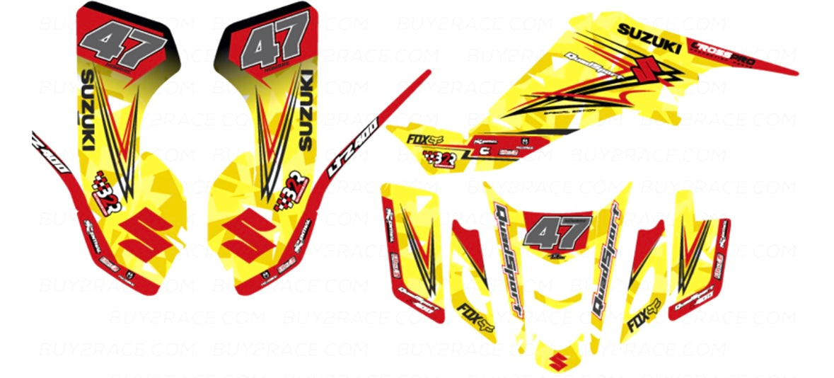 Kit adhesivos recubrimiento completo amarillo y rojo SUZUKI LTZ 400