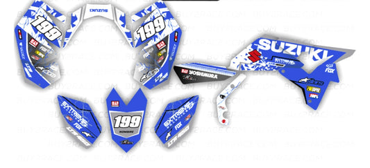 Kit adhesivos recubrimiento completo Yoshimura Suzuki LTR 450 azul