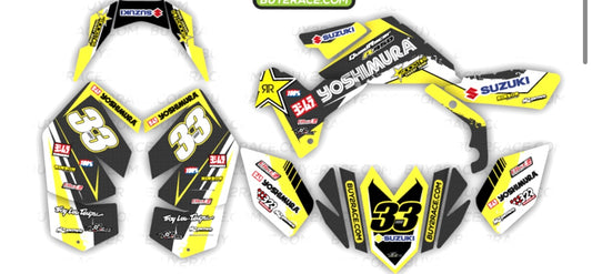 Kit adhesivos recubrimiento completo Yoshimura Suzuki LTR 450 amarillo y negro